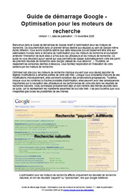Guide de démarrage Google - Novembre 2008